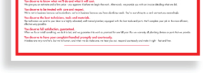 Plumbing customer bill of rights